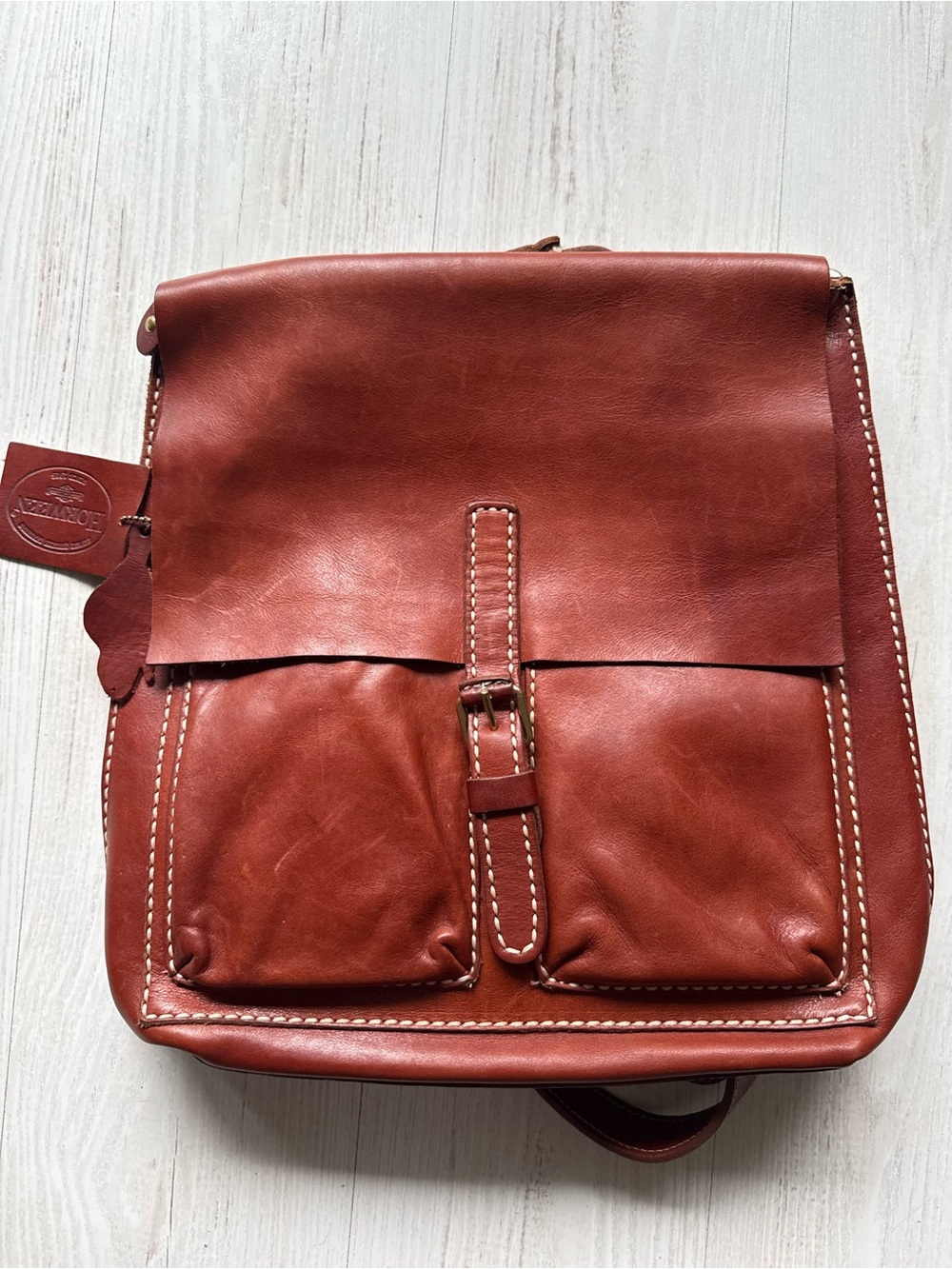 Roots Backpack Brown Leather Satchel Messenger Bag Horween Unisex